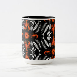 Prints von Meeresfrüchten Art Deco Zweifarbige Tasse