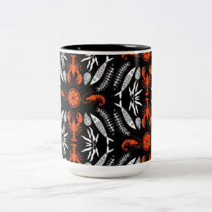 Prints von Meeresfrüchten Art Deco Zweifarbige Tasse