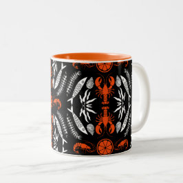 Prints von Meeresfrüchten Art Deco Zweifarbige Tasse