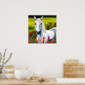 Printwerbung für das Weiße Pferd des Kindes Poster (Küche)