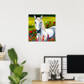 Printwerbung für das Weiße Pferd des Kindes Poster (Heimbüro)