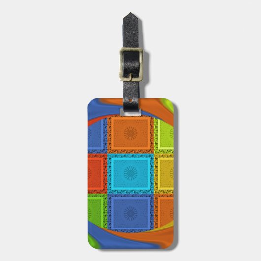 Printwerbung für karierte Strudel Gepäckanhänger (Vorderseite vertikal)