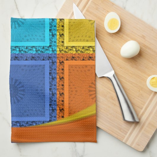 Printwerbung für karierte Strudel Geschirrtuch (Viertel Falte)