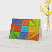 Printwerbung für karierte Strudel Karte (Gelbe Blume)