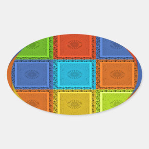 Printwerbung für karierte Strudel Ovaler Aufkleber