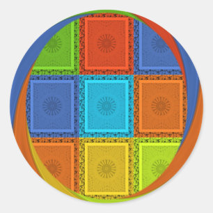 Printwerbung für karierte Strudel Runder Aufkleber