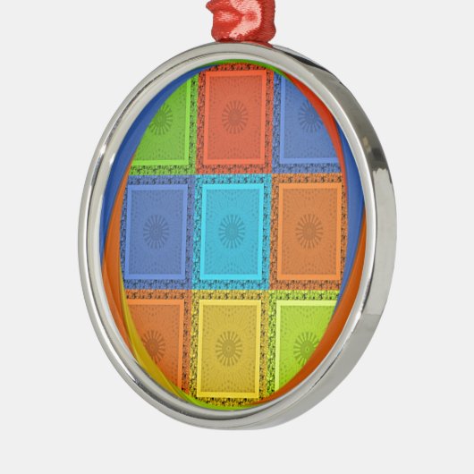 Printwerbung für karierte Strudel Silbernes Ornament (Links)