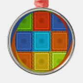 Printwerbung für karierte Strudel Silbernes Ornament (Vorne)