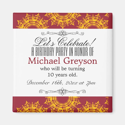 Printwerbung in Rot und Gelb Magnet (Vorne)