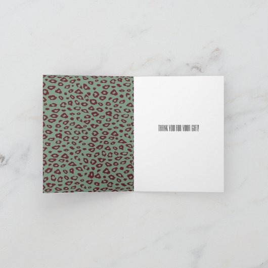 Printwerbung von Green Red Leopard Vielen Dank Dankeskarte (Innenseite)