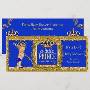 Prinz auf dem Weg Royalblau Gold Blonder Junge Einladung