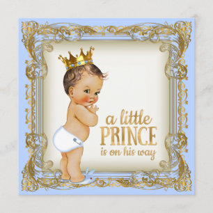 Prinz Baby Shower Baby Blau Einladung