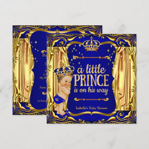 Prinz Baby Shower Blau Gold Prinz Brüniert Junge Einladung