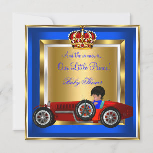 Prinz Baby Shower Blau Junge Roter Rennwagen 2B Einladung