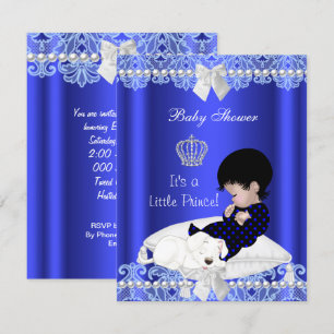Prinz Baby Shower Junge Blaue Spitze Welpe Einladung
