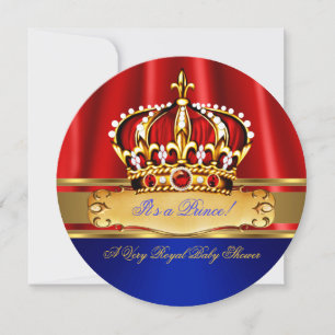 Prinz Baby Shower Junge Königlich Blau Gold Rot Kr Einladung