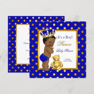 Prinz Baby Shower Junge Royal Blau Gold Ethnisch Einladung