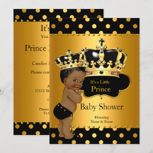 Prinz Baby Shower Junge Schwarz Gold Ethnisch Einladung