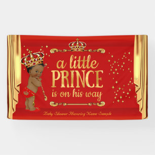 Prinz Baby Shower Rot Gold Vorhänge Ethnisch Banner