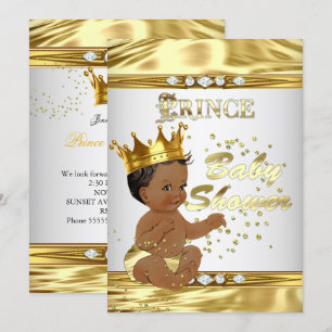 Prinz Baby Shower Weiß Goldfolie Ethnisch Einladung