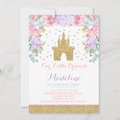 Prinz Birthday Invitation Gold Prinzessin Catle Einladung (Vorderseite)