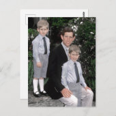 Prinz Charles mit jungen Söhnen Postkarte (Vorne/Hinten)