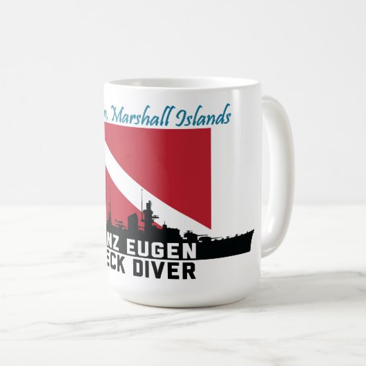 Prinz Eugen die Wrack-Taucher Kwajalein Kaffeetasse (VorderseiteRechts)