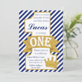 Prinz First Birthday Invitation mit Umschlägen Einladung (Stehend Vorderseite)