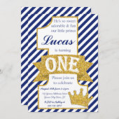 Prinz First Birthday Invitation mit Umschlägen Einladung (Vorne/Hinten)