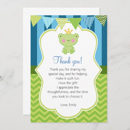 Prinz Frog Thank You Card Dankeskarte (Vorne/Hinten)