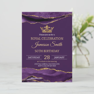 Prinz Geburtstag Royal Lila Gold Einladung