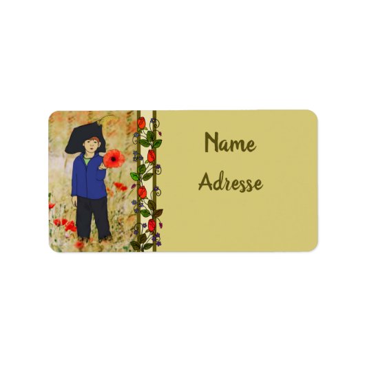 Prinz im Mohn Adressaufkleber (Vorne)