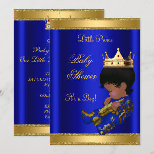 Prinz Junge Baby Shower Blau Ethnisch Einladung