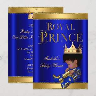 Prinz Junge Baby Shower Blau Ethnisch GOLD Einladung