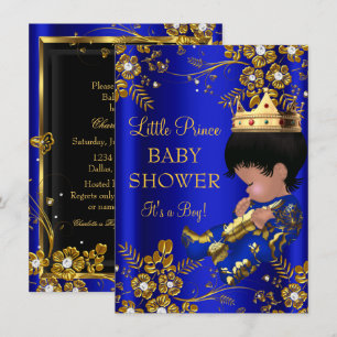 Prinz Junge Baby Shower Blau Goldene Einladung