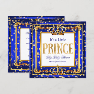 Prinz Junge Baby Shower Royal Blau Gold Bokeh Einladung