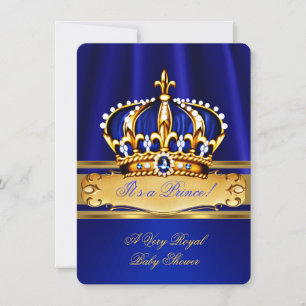 Prinz Junge Baby Shower Royal Blau Gold Einladung