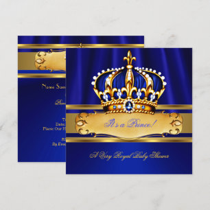 Prinz Junge Baby Shower Royal Blau Gold Einladung