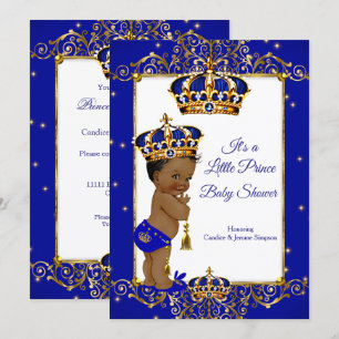Prinz Junge Baby Shower Royal Blau Gold Ethnisch Einladung