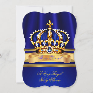 Prinz Jungen Baby Shower Royal Blau Goldene Krone Einladung
