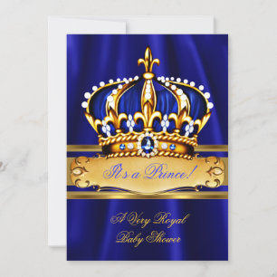 Prinz Jungen Baby Shower Royal Blau Goldene Krone Einladung