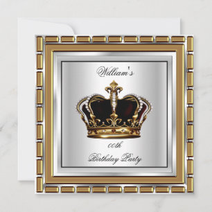Prinz King Royal Crown Gold Silver Birthday Party Einladung