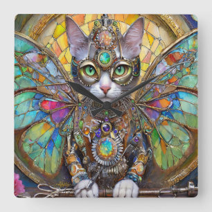 Prinz Kitty Katze der Butterfly Wing Brigade Quadratische Wanduhr