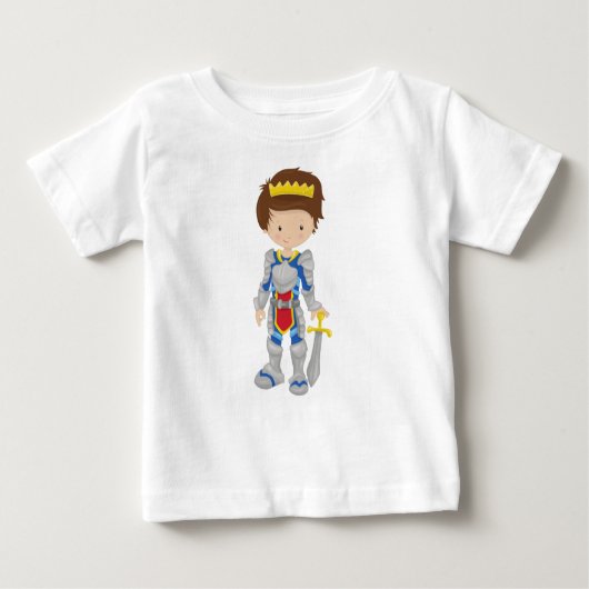 Prinz, König, Ritter, Krone, Schwert, braune Haare Baby T-shirt (Vorderseite)
