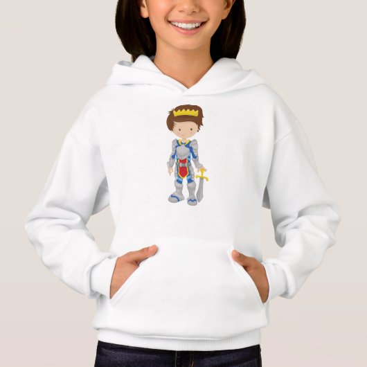 Prinz, König, Ritter, Krone, Schwert, braune Haare Hoodie (Vorderseite)