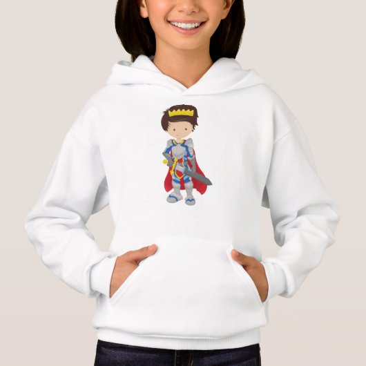 Prinz, König, Ritter, Schwert, Krone, braune Haare Hoodie (Vorderseite)