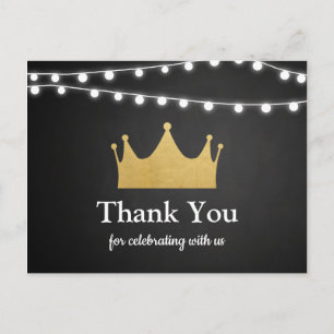 Prinz Krone Baby Shower Goldfolie Danke Postkarte