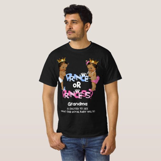 Prinz oder Prinzessin Oma-Ethnic Gender Reveal T-Shirt (Vorne ganz)