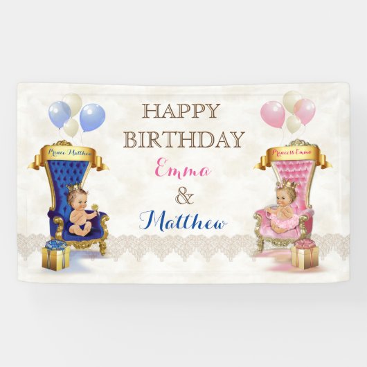 Prinz & Prinzessin Throne Twins Boy Girl individue Banner (Horizontal)