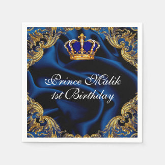 Prinz Royal blau und goldfarbene Krone und Seide Serviette